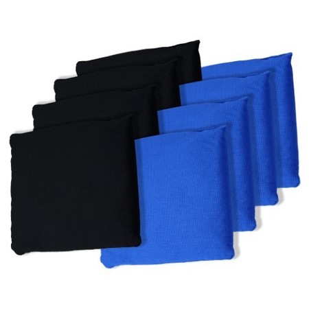TOY TIME Regulation Sized Cornhole Canvas Bag Set with Moisture Lining for Kids/Adults (8-pack, Black/Blue) 154885BEJ